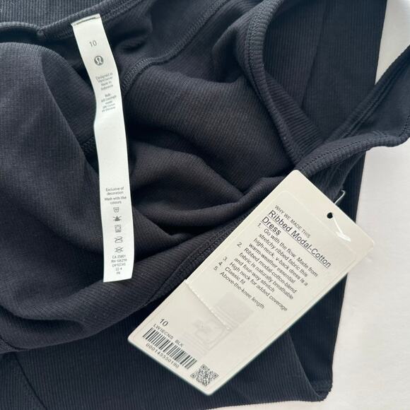 Lululemon Ribbed Modal-Cotton Dress Black NEW Size 10 Athletic Loose Fit - Picture 5 of 5